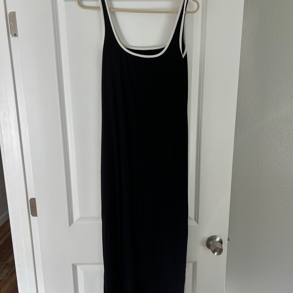 bebe Black Maxi Dress with White Trim